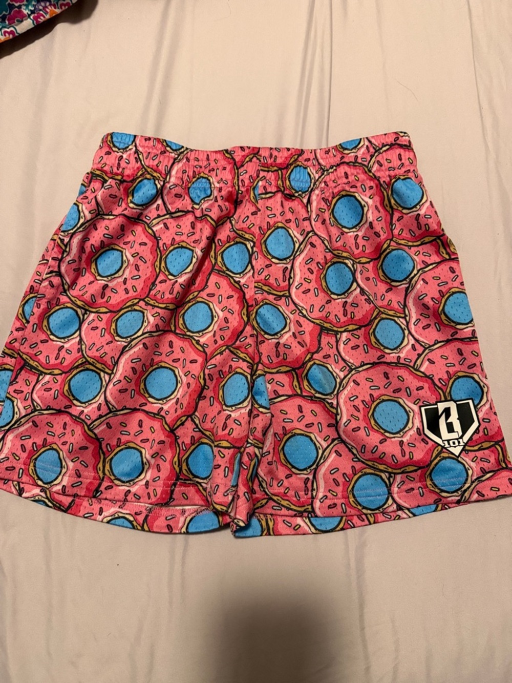 Kids Pink Donut Print Shorts with Blue Accents - Roxy Style